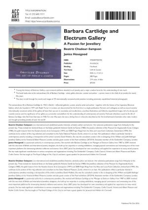 Barbara Cartlidge and Electrum Gallery Datasheet