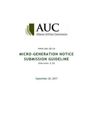 Alberta Utilities Commission Micro-Generation Application