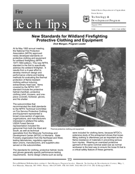 New Standards for Wildland Firefighting Protective Clothing and Equipment Dick Mangan, Program Leader
