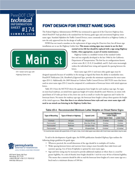 Font Design for Street Name Signs