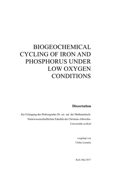 Biogeochemical Cycling of Iron and Phosphorus Under Low Oxygen Conditions