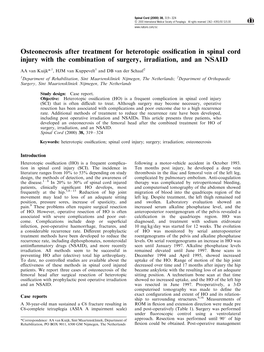 Osteonecrosis After Treatment for Heterotopic Ossification in Spinal