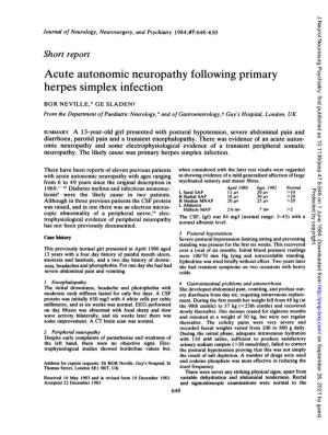 Acute Autonomic Neuropathy Following Primary Herpes Simplex Infection