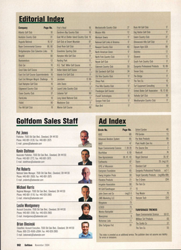 Editorial Index Golfdom Sales Staff Ad Index