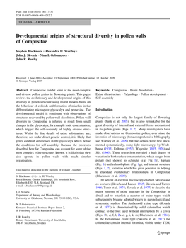 Developmental Origins of Structural Diversity in Pollen Walls of Compositae