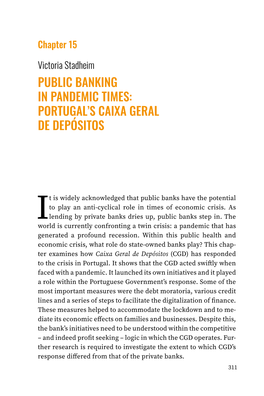 Public Banking in Pandemic Times: Portugal's Caixa