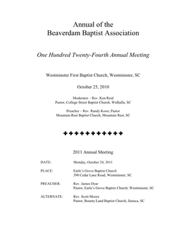 Annual of the Beaverdam Baptist Association