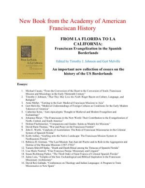 New Book from the Academy of American Franciscan History