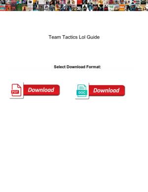 Team Tactics Lol Guide