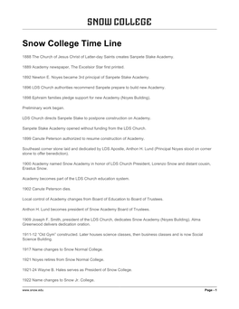 Snow College Time Line