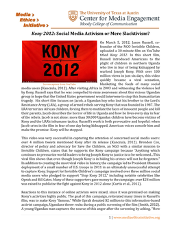 Kony 2012: Social Media Activism Or Mere Slacktivism?