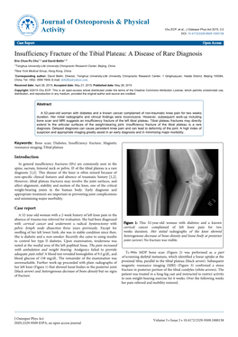Insufficiency Fracture of the Tibial Plateau: a Disease of Rare Diagnosis