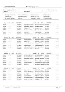 Calendriers Par Journée