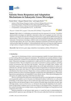 Salinity Stress Responses and Adaptation Mechanisms in Eukaryotic Green Microalgae