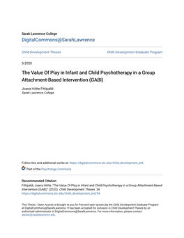 The Value of Play in Infant and Child Psychotherapy in a Group Attachment-Based Intervention (GABI)