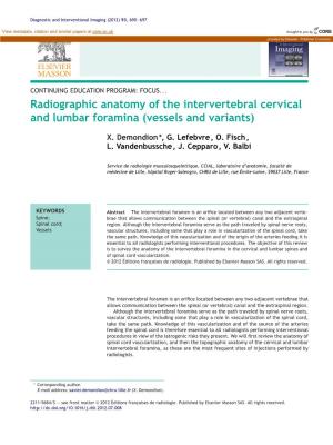 Radiographic Anatomy of the Intervertebral Cervical and Lumbar Foramina 691