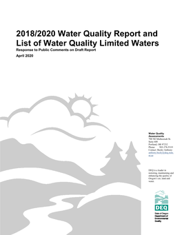 2018/2020 Water Quality Report and List of Water Quality Limited Waters Response to Public Comments on Draft Report April 2020