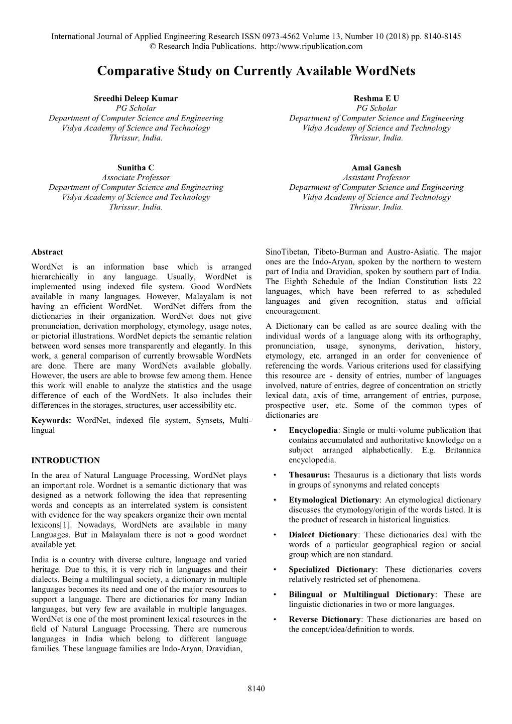 Comparative Study on Currently Available Wordnets