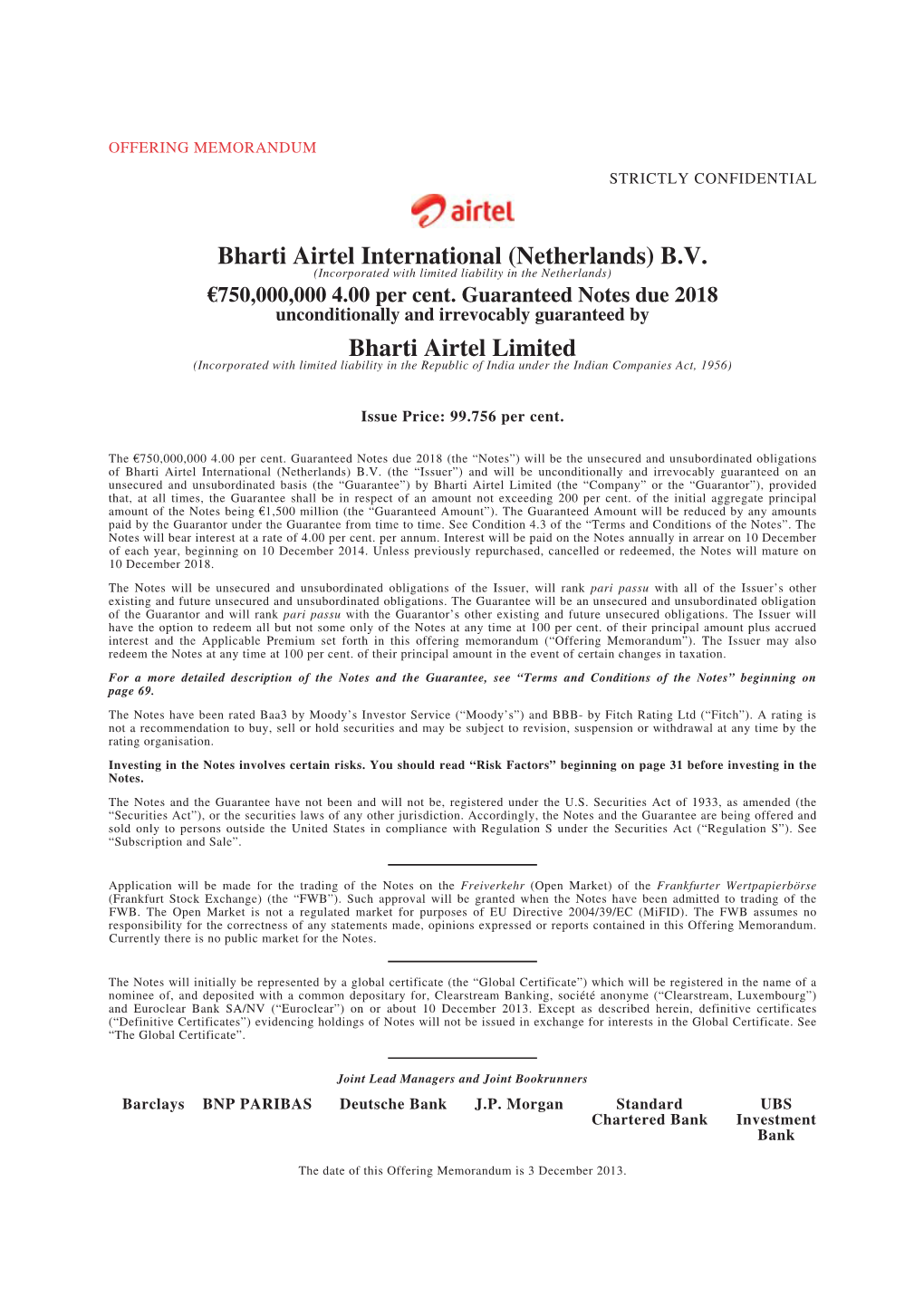 (Netherlands) BV Bharti Airtel Limited