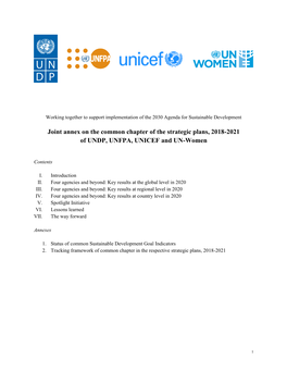 Joint Annex on the Common Chapter of the Strategic Plans, 2018-2021 of UNDP, UNFPA, UNICEF and UN-Women