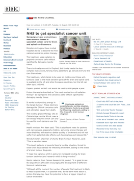 NHS to Get Specialist Cancer Unit Page 1 of 2