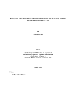Microfluidic Particle Tracking Technique Towards White Blood Cell Subtype Counting and Serum Protein Quantification