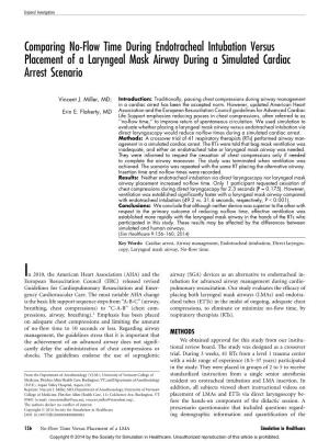 Comparing No-Flow Time During Endotracheal Intubation Versus Placement of a Laryngeal Mask Airway During a Simulated Cardiac Arrest Scenario