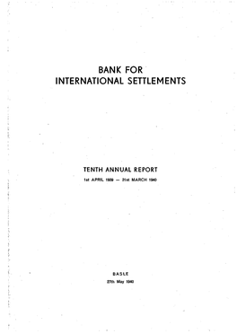 10Th Annual Report of the Bank for International Settlements