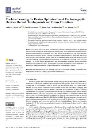 Machine Learning for Design Optimization of Electromagnetic Devices: Recent Developments and Future Directions
