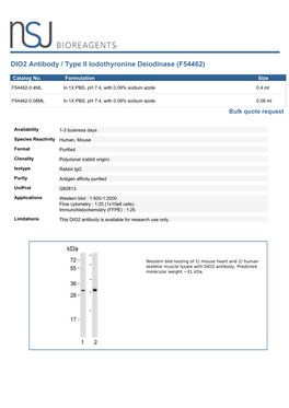 DIO2 Antibody / Type II Iodothyronine Deiodinase (F54462)