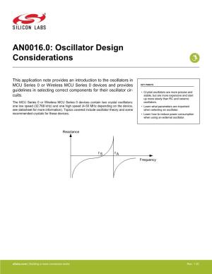 Oscillator Design Considerations