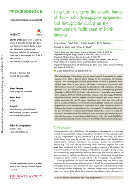 Long-Term Change in the Parasite Burden of Shore Crabs