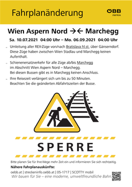 Schienenersatzverkehr Wien Aspern Nord - Siebenbrunn-Leopoldsdorf - Marchegg