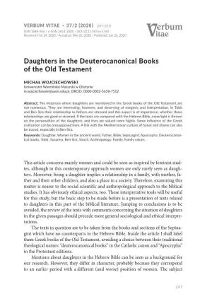 Daughters in the Deuterocanonical Books of the Old Testament