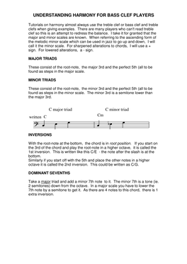 Harmony for Bass Clef Instruments
