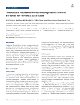 Tuberculosis Mediastinal Fibrosis Misdiagnosed As Chronic Bronchitis for 10 Years: a Case Report