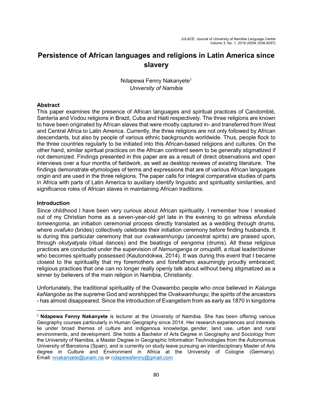 Persistence of African Languages and Religions in Latin America Since Slavery