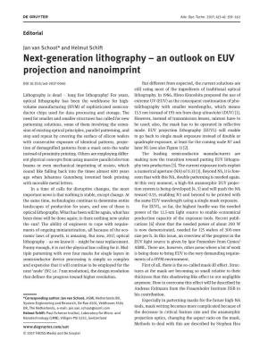 An Outlook on EUV Projection and Nanoimprint