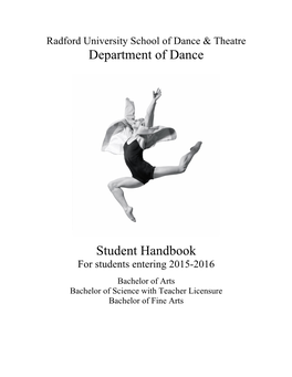 Department of Dance Student Handbook