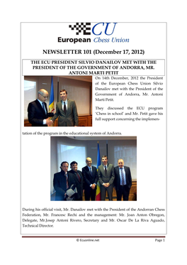 NEWSLETTER 101 (December 17, 2012)