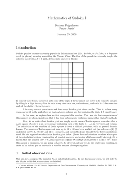 Mathematics of Sudoku I