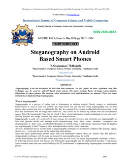 Steganography on Android Based Smart Phones