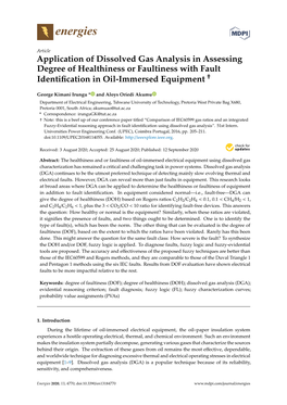 Application of Dissolved Gas Analysis in Assessing Degree of Healthiness Or Faultiness with Fault Identification in Oil-Immersed
