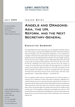 Angels and Dragons: Program Director Global Issues Asia, the UN, Tel