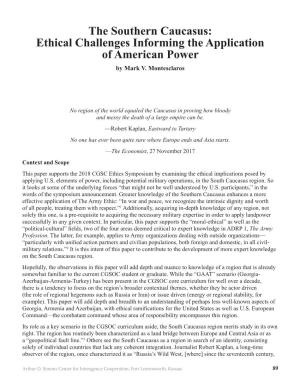The Southern Caucasus: Ethical Challenges Informing the Application of American Power by Mark V