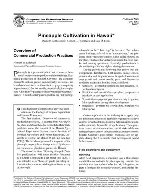 Pineapple Cultivation in Hawaii* Duane P