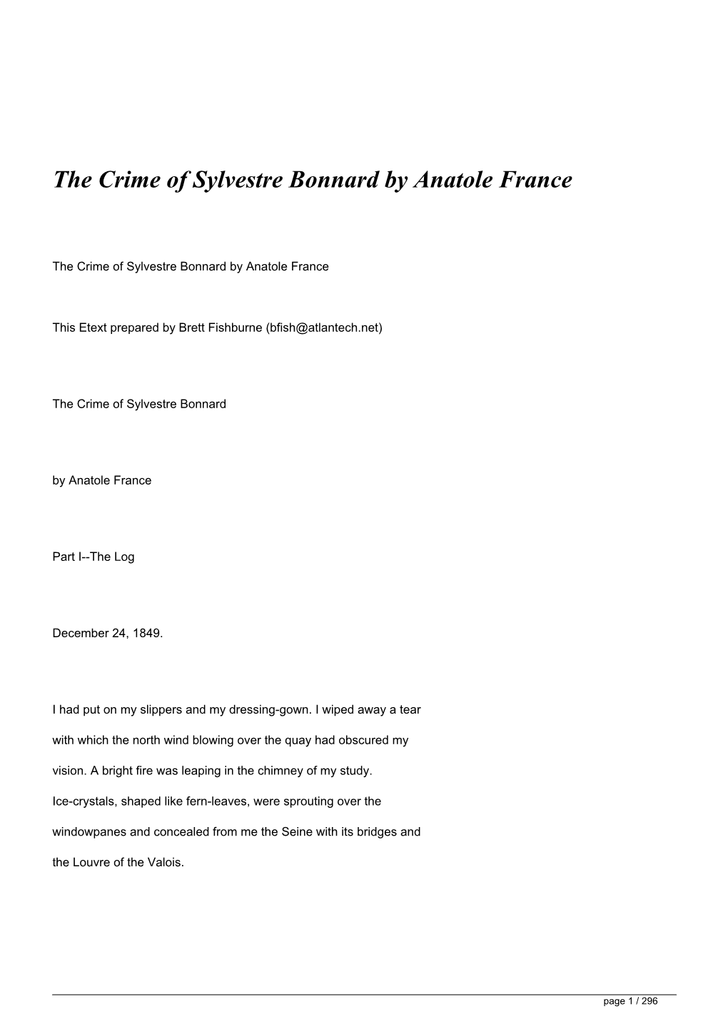 The Crime of Sylvestre Bonnard by Anatole France