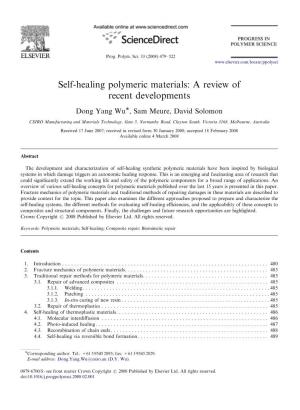 Self-Healing Polymeric Materials: a Review of Recent Developments