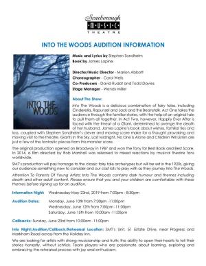 Into the Woods Audition Information