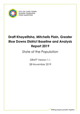 Draft Khayelitsha, Mitchells Plain, Greater Blue Downs District Baseline and Analysis Report 2019 - State of the Population